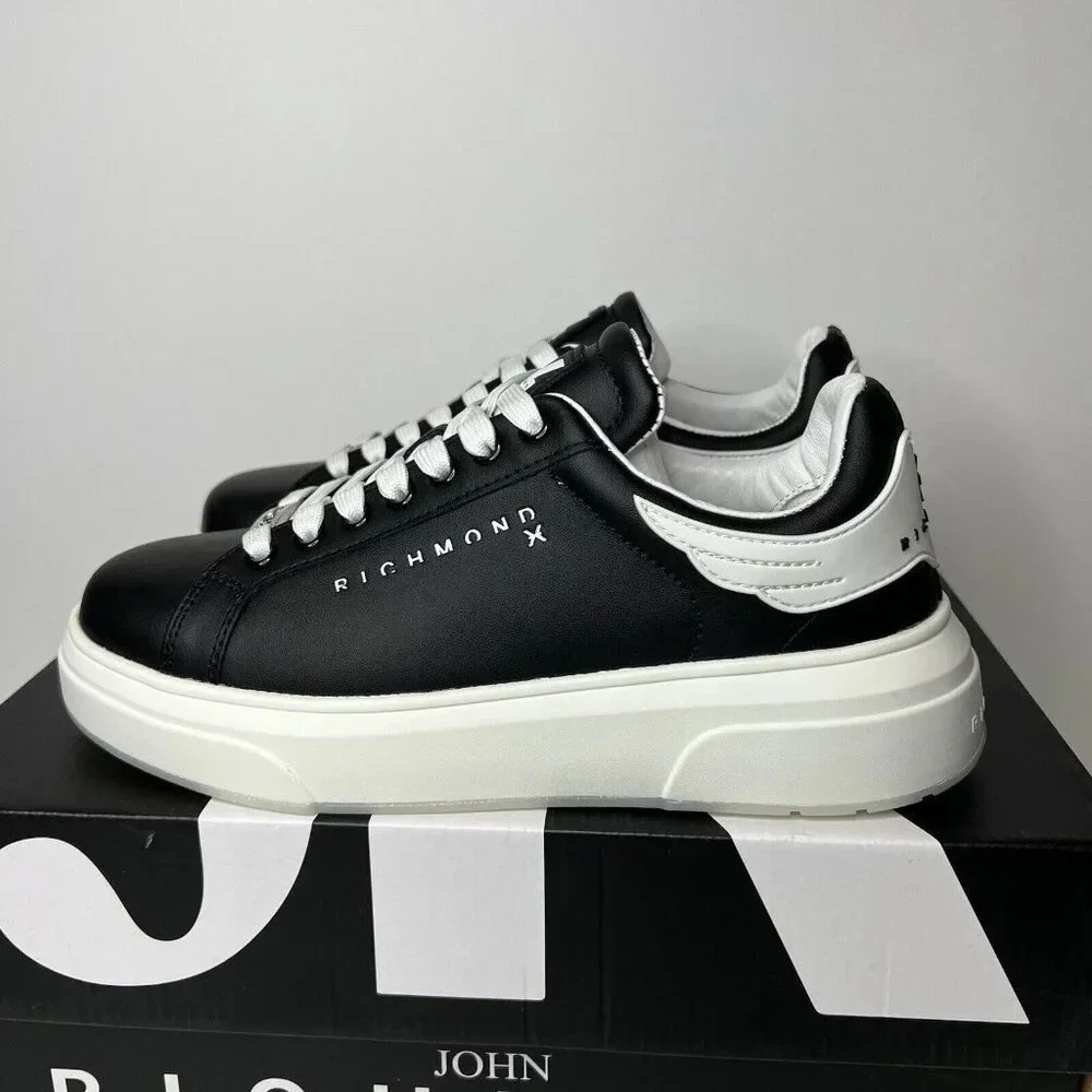 John Richmond 20007 CP Sneakers Low Platform Casual Leather Black Men’s Sz 6